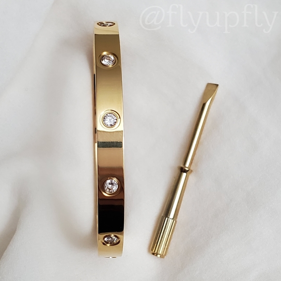 Bracelet 18k Gold Filled Screw Bangle - Picture 3 of 9